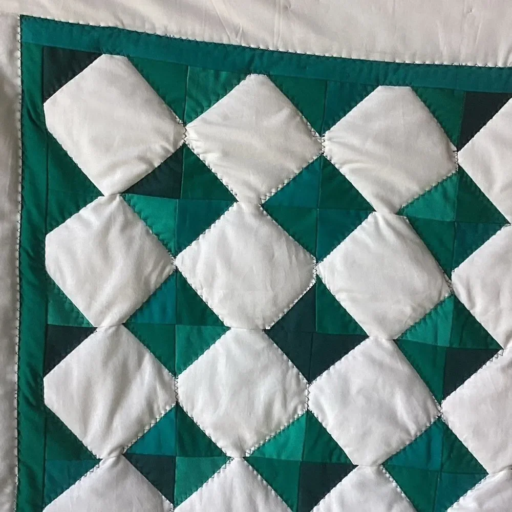 NWT Hand Crafted Colors of Green Quilt